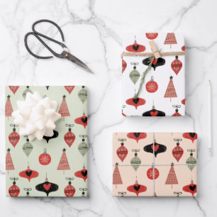 Retro Ornamente Urlaubspapier Geschenkpapier Set