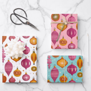 Retro Ornamente Weihnachten Geschenkpapier Set