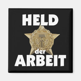 Retro Ostalgie DDR Held der Arbeit Stern Wappen Magnet