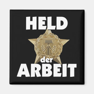 Retro Ostalgie DDR Held der Arbeit Stern Wappen Magnet