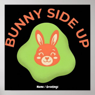 Retro-Oster-Ei-Grafikdesign Bunny Side Up Poster