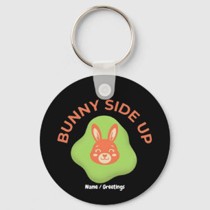 Retro-Oster-Ei-Grafikdesign Bunny Side Up  Schlüsselanhänger