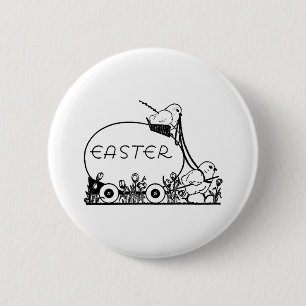 Retro Ostereier und -küken Button