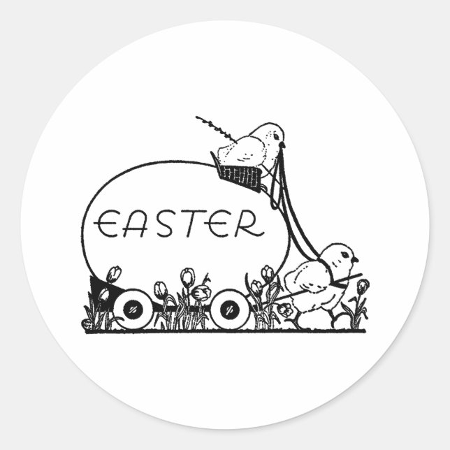 Retro Ostereier und -küken Runder Aufkleber (Vorderseite)