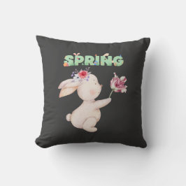 Retro-Osterhase mit Tulpen-Grafik-T-Shirt Kissen