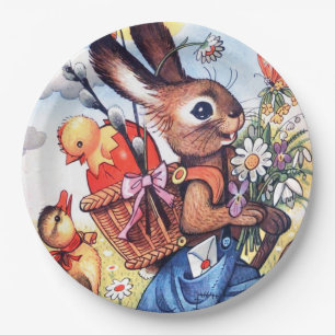 Retro-Osterhase Party im Vintage-Stil Pappteller
