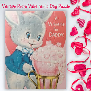 Retro-Osterhase zum Valentinstag für Daddy Puzzle