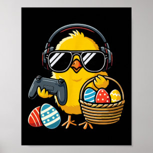 Retro-Osterhuhn-Gaming-lustiges-Ostern Poster