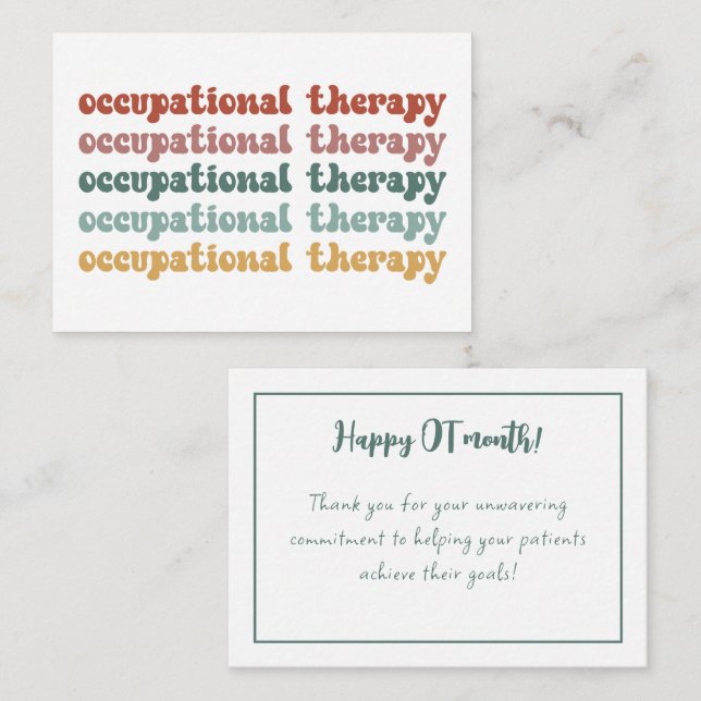 Retro OT Berufliche Therapie OT School Student Mitteilungskarte (Vorne/Hinten)