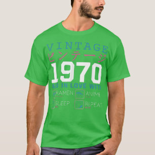 Retro Otaku Kanji Vintag 1970 Geburtstag Ramen Ani T-Shirt