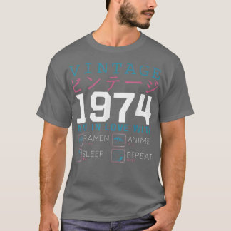 Retro Otaku Kanji Vintag 1974 Geburtstag Ramen Ani T-Shirt