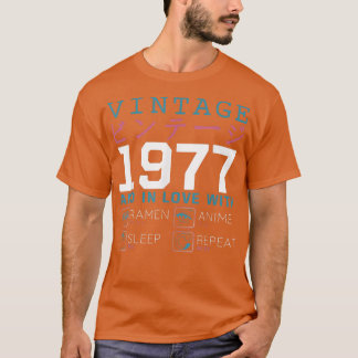Retro Otaku Kanji Vintag 1977 Geburtstag Ramen Ani T-Shirt