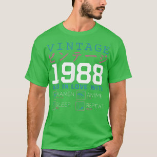 Retro Otaku Kanji Vintag 1988 Geburtstag Ramen Ani T-Shirt