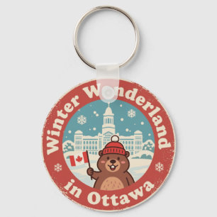 Retro Ottawa Beaver Winter Spaß Schlüsselanhänger