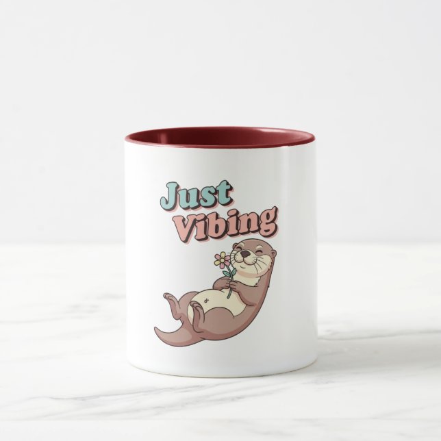 Retro Otter Calm Vibes Color Inside Mug Tasse (Zentrum)