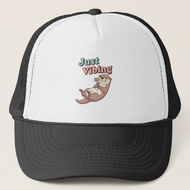 Retro Otter Easygoing Trucker Hat Truckerkappe (Vorderseite)