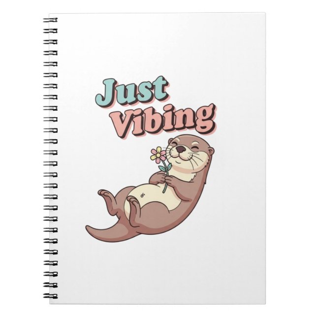 Retro Otter Just Vibing Lined Notebook Notizblock (Vorderseite)