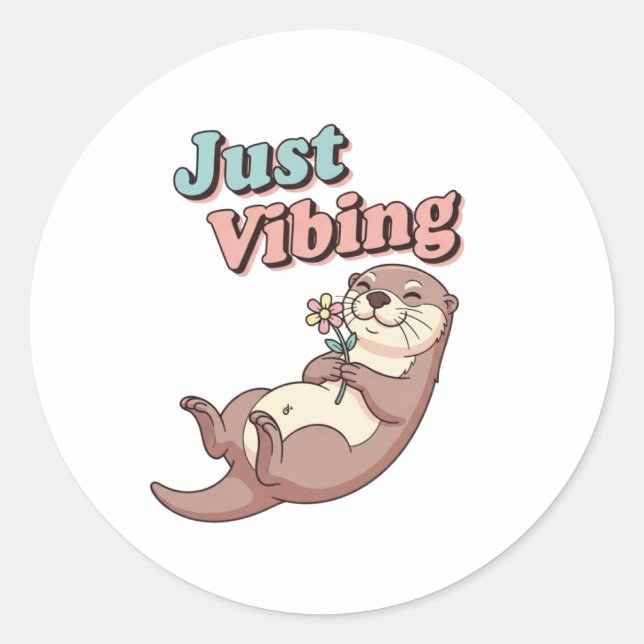 Retro Otter Just Vibing Vinyl Sticker (Vorderseite)