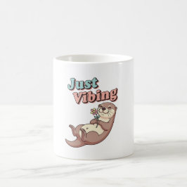 Retro Otter Just Vibing White Mug Kaffeetasse