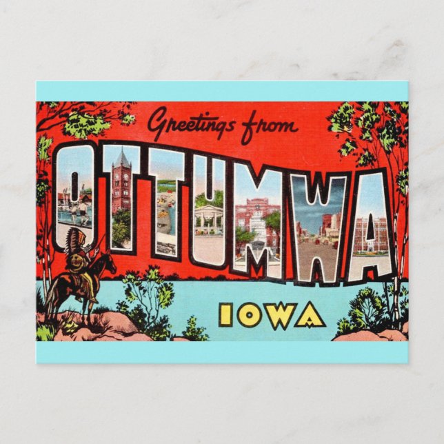 Retro Otumwa Iowa Postkarte (Vorderseite)