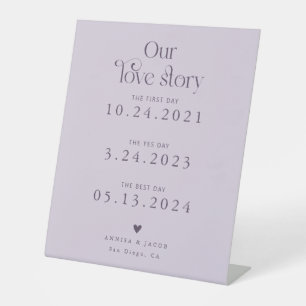 Retro Our Liebe Story Lila Wedding Timeline Sockelschild