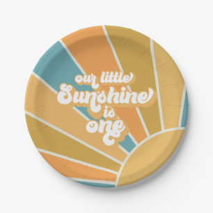 Retro Our Little Sunshine Boy Erster Geburtstag Pappteller