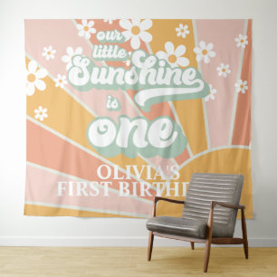 Retro Our Little Sunshine Daisy Geburtstagsbanner Wandteppich