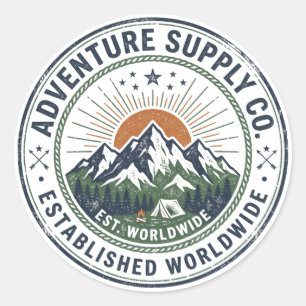 Retro-Outdoor-Abenteuer-Berg-Emblem Runder Aufkleber