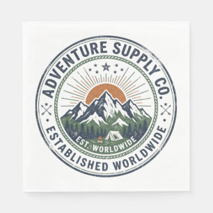 Retro-Outdoor-Abenteuer-Berg-Emblem Serviette