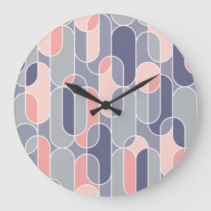 Retro Oval Geometric 70er Muster Große Wanduhr