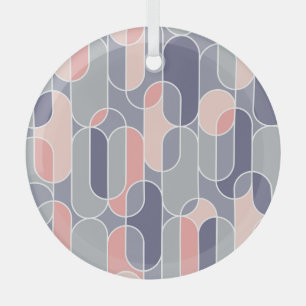 Retro-Oval-Geometrisches Muster der 70er Jahre Ornament Aus Glas