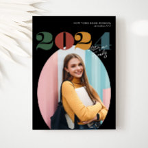 Retro Oval Modern Class of 2024 Foto Abschluss