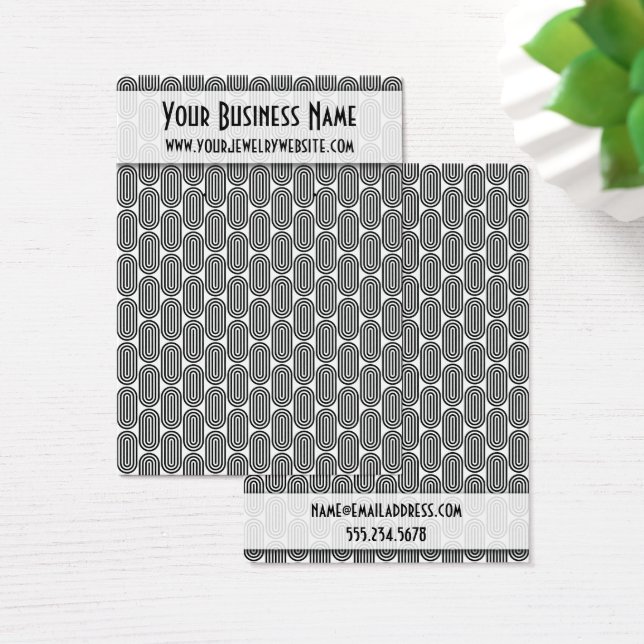 Retro Oval Patterns BW Earring Display Card (Schreibtisch)