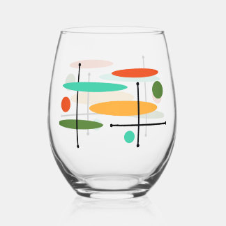 Retro-Ovals & Lines Weinglas Ohne Stiel