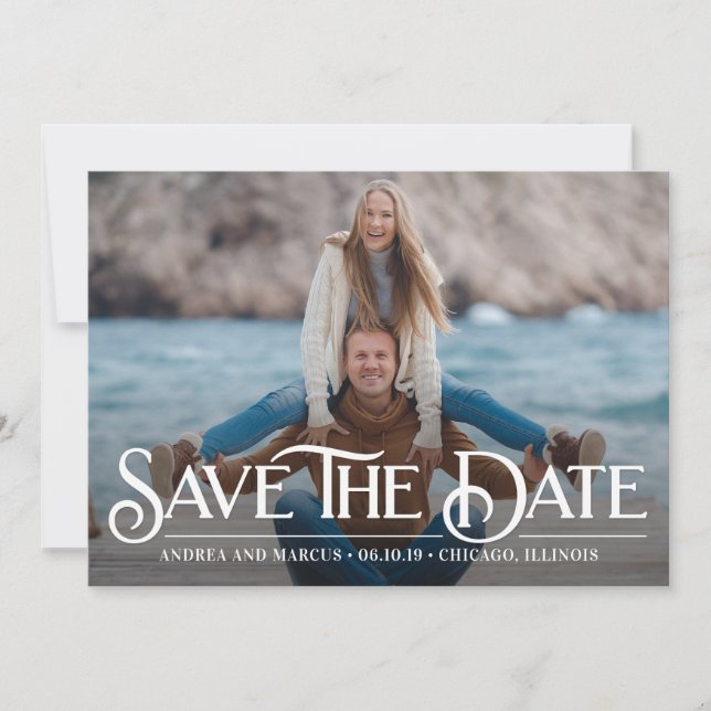 Retro Overlay Modern Save the Date Card (Vorderseite)