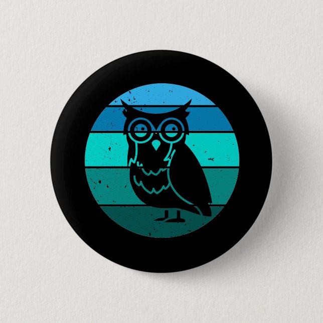 Retro Owl Button (Vorderseite)