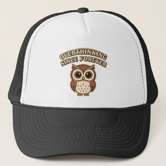 Retro Owl Deep Thinker Trucker Hat Truckerkappe (Vorderseite)
