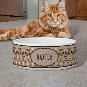 Retro Owl gegossenes Design Tan Orange Brown Napf