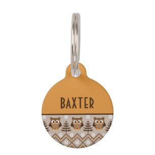 Retro Owl Knetdesign Round Pet Tag Haustiermarke