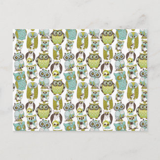 Retro Owl Muster niedlicher Hintergrund Postkarte
