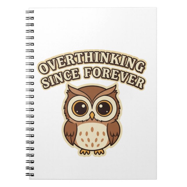 Retro Owl Overthinking Lined Notebook Notizblock (Vorderseite)