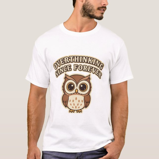 Retro Owl Overthinking Men’s Graphic T-Shirt (Vorderseite)