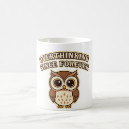 Retro Owl Overthinking White Mug Kaffeetasse