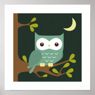 Retro Owl Poster Print