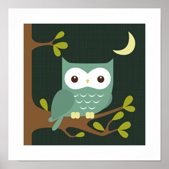 Retro Owl Poster Print (Vorne)