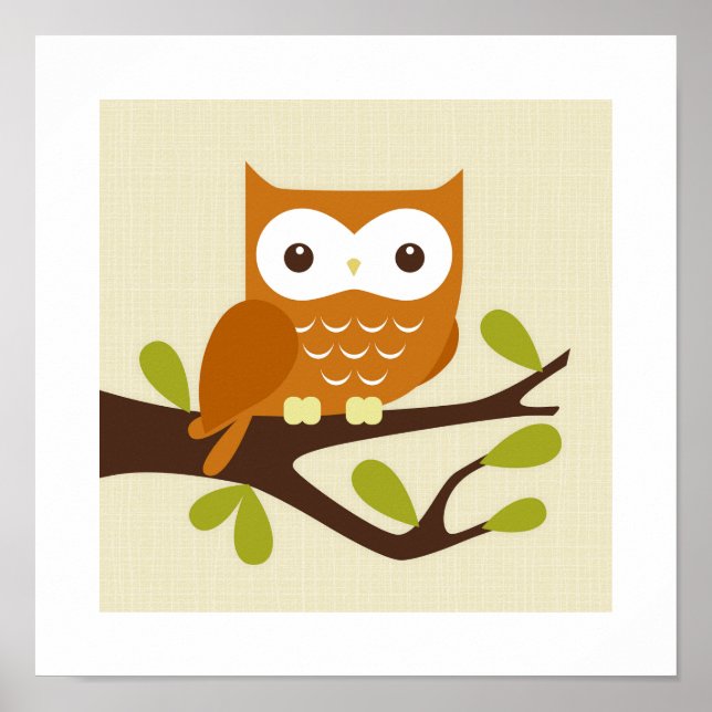 Retro Owl Poster Print (Vorne)