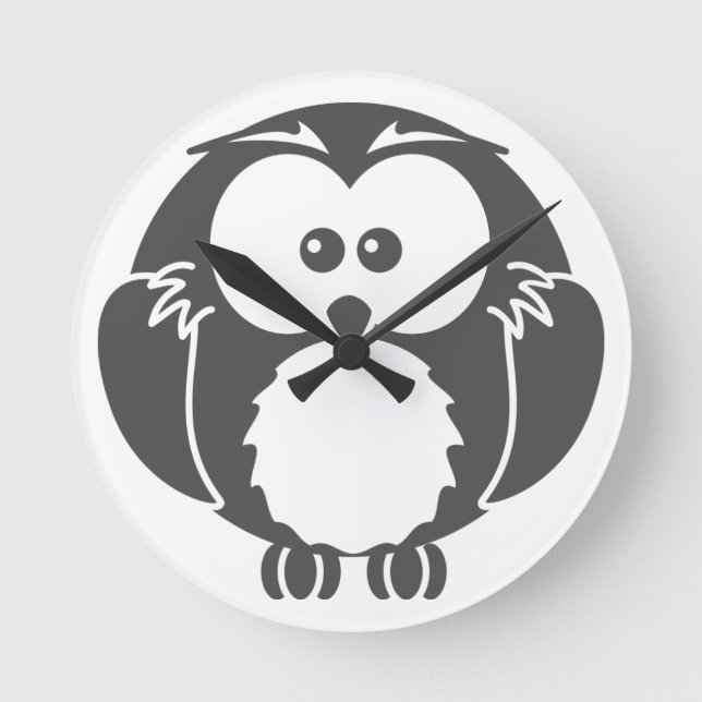 Retro Owl Runde Wanduhr (Vorderseite)