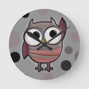 Retro Owl Runde Wanduhr