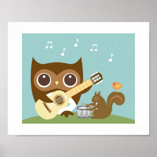 Retro Owl Singposter Print Poster