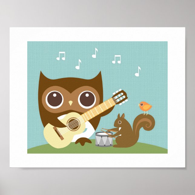 Retro Owl Singposter Print Poster (Vorne)